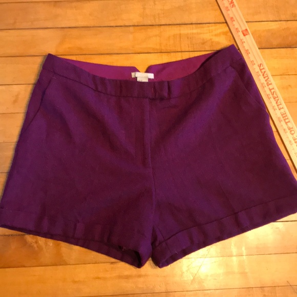 H&M  Purple Herringbone Wool Blend Lined shorts - Picture 1 of 8